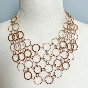 New Ballet Gold Circular Chain Link Dramatic Statement Bib Necklace